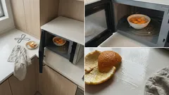 電子レンジのにおいとベタつきを蒸気でゆるめる:オレンジの皮でラクに整える5ステップ